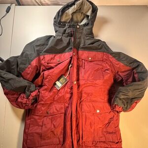 NWT Jack Frost Burgundy Black Detachable Hooded Winter Snowboard Jacket Large